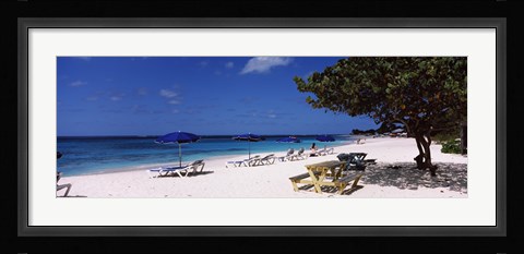 Framed Beach chairs on the beach, Shoal Bay Beach, Anguilla Print