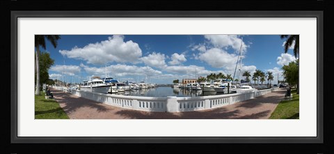 Framed Park at the riverside, Twin Dolphin Marina, Manatee River, Bradenton, Manatee County, Florida Print