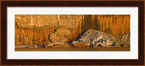Framed Pictured rocks near a lake, Pictured Rocks National Lakeshore, Lake Superior, Upper Peninsula, Alger County, Michigan, USA Print