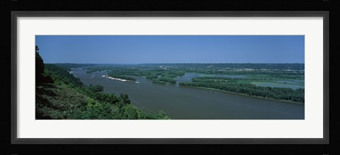 Framed River flowing through a landscape, Mississippi River, Marquette, Prairie Du Chien, Wisconsin-Iowa, USA Print