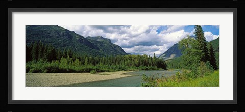 Framed Creek along mountains, McDonald Creek, US Glacier National Park, Montana, USA Print