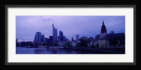 Framed City at the waterfront, Main River, Frankfurt Cathedral, Frankfurt, Hesse, Germany Print