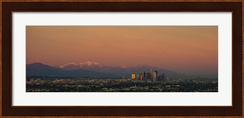 Framed High angle view of a city at dusk, Los Angeles, California, USA Print