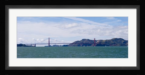 Framed Boats sailing near a suspension bridge, Golden Gate Bridge, San Francisco Bay, San Francisco, California, USA Print