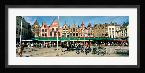 Framed Market at a town square, Bruges, West Flanders, Flemish Region, Belgium Print