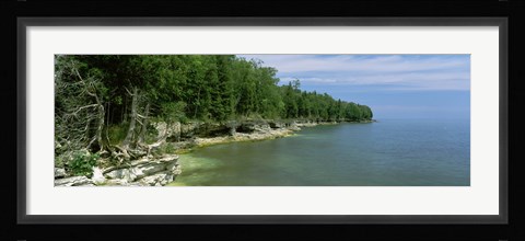 Framed Trees at the lakeside, Cave Point County Park, Lake Michigan, Wisconsin Print