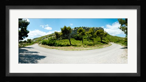 Framed Curve in the road, Bouches-Du-Rhone, Provence-Alpes-Cote d'Azur, France Print
