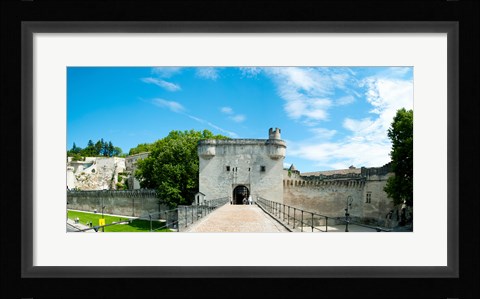 Framed Bridge leading to the city gate, Pont Saint-Benezet, Rhone River, Avignon, Vaucluse, Provence-Alpes-Cote d'Azur, France Print