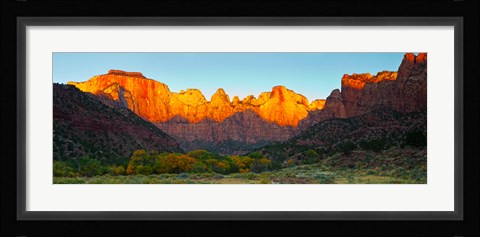 Framed Towers of the Virgin and the West Temple in Zion National Park, Springdale, Utah, USA Print