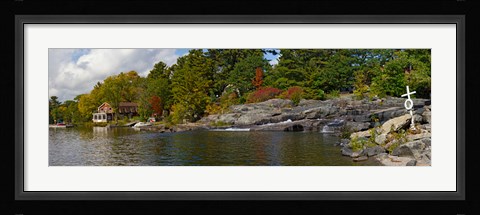 Framed Trees at the riverside, Moon River, Bala, Muskoka, Ontario, Canada Print