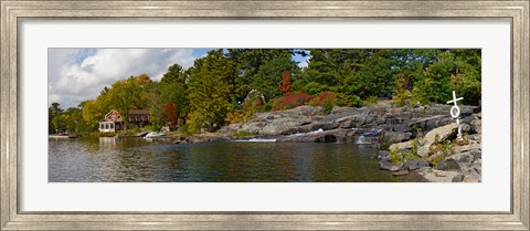 Framed Trees at the riverside, Moon River, Bala, Muskoka, Ontario, Canada Print