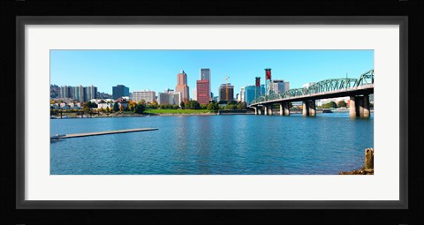 Framed Hawthorne Bridge across the Willamette River, Portland, Multnomah County, Oregon Print