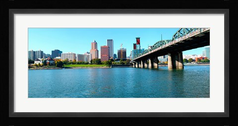 Framed Willamette River, Portland, Multnomah County, Oregon Print