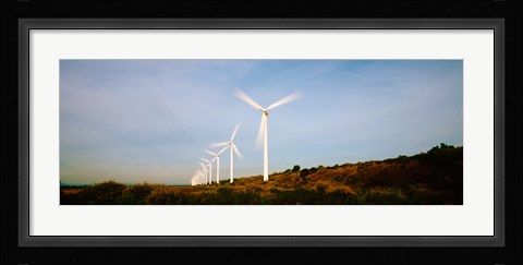 Framed Wind turbines in motion, Provence-Alpes-Cote d'Azur, France Print
