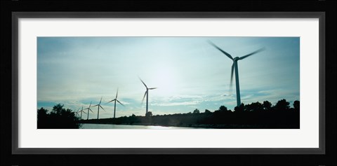 Framed Wind turbines in motion at dusk, Provence-Alpes-Cote d'Azur, France Print