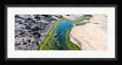 Framed Stream flowing through a rocky landscape, Point Lobos State Reserve, Carmel, Monterey County, California Print