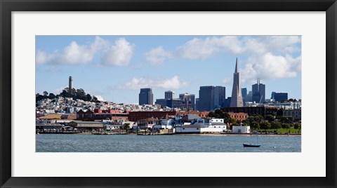 Framed Buildings at the waterfront, Transamerica Pyramid, Coit Tower, Fisherman's Wharf, San Francisco, California, USA Print