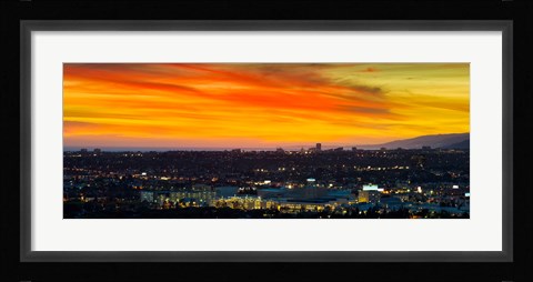 Framed Cityscape at dusk, Sony Studios, Culver City, Santa Monica, Los Angeles County, California, USA Print