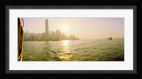 Framed Buildings at the waterfront, Victoria Harbour, Hong Kong, China Print