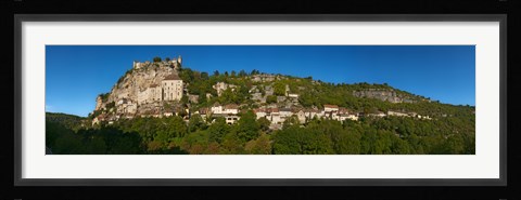 Framed Low angle view of a town on a hill, Rocamadour, Canyon De l'Alzou, Lot, Midi-Pyrenees, France Print