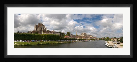 Framed Cathedral at the waterfront, Cathedrale Saint-Etienne D'Auxerre, Auxerre, Burgundy, France Print