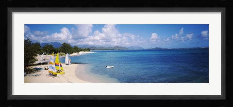 Framed High angle view of the beach, Kailua Beach, Oahu, Hawaii, USA Print