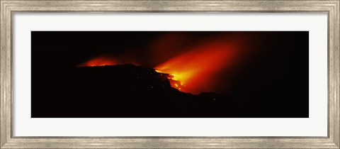Framed Lava into ocean, Kilauea, Hawaii, USA Print