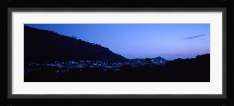Framed Valley at dusk, Palolo, Oahu, Hawaii, USA Print