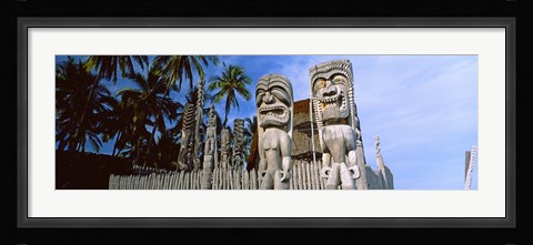 Framed Totem poles, Puuhonua O Honaunau National Historical Park, Hawaii, USA Print