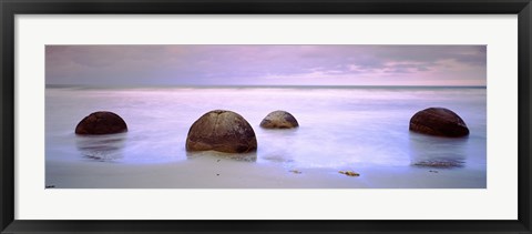 Framed Moeraki Boulders on the beach, Oamaru, Otago Region, South Island, New Zealand Print