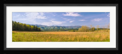 Framed Field with a mountain range in the background, Cades Cove, Great Smoky Mountains National Park, Blount County, Tennessee, USA Print