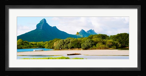 Framed Rempart and Mamelles peaks, Tamarin Bay, Mauritius island, Mauritius Print