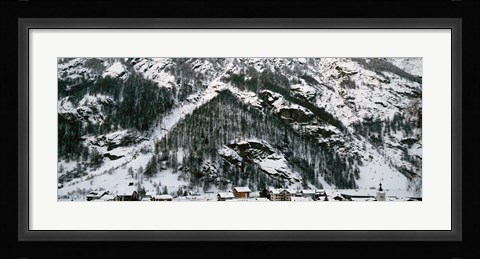 Framed Houses in a village in winter, Tasch, Valais Canton, Switzerland Print