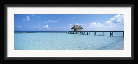 Framed Jetty and Dive Shack at Tikehau Village, Tuamotu Archipelago, French Polynesia Print