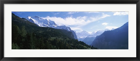 Framed Snow covered mountains, Swiss Alps, Wengen, Bernese Oberland, Berne Canton, Switzerland Print