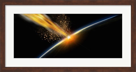 Framed Meteor hitting earth Print
