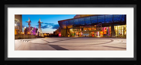 Framed Lowry complex at dusk, Salford Quays, Greater Manchester, England Print