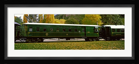 Framed Green Carriage of Kingston Flyer vintage steam train, Kingston, Otago Region, South Island, New Zealand Print