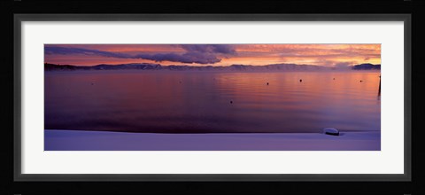 Framed Lake at sunset, Lake Tahoe, California Print