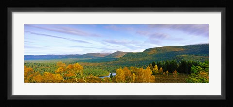 Framed Autumn trees at Loch an Eilein, Rothiemurchus Forest, Aviemore, Cairngorms National Park, Highlands Region, Scotland Print