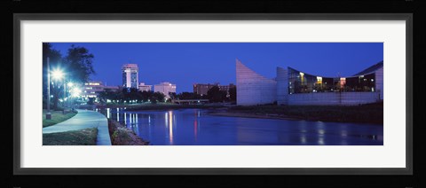 Framed Downtown Wichita at night, Kansa Print