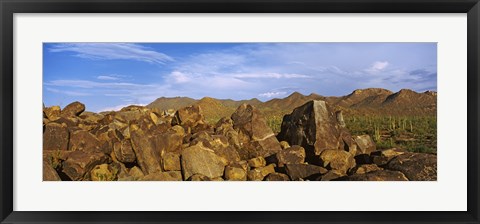 Framed Signal Hill with Petroglyphs, Saguaro National Park, Tucson, Arizona, USA Print