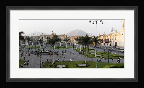 Framed High angle view of Presidential Palace, Plaza-de-Armas, Historic Centre of Lima, Lima, Peru Print