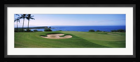 Framed Manele Golf course, Lanai City, Hawaii, USA Print