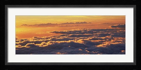Framed Sunset above the clouds, Hawaii, USA Print