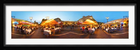 Framed People having outdoor dining at evening, Nice, Provence-Alpes-Cote d'Azur, France Print