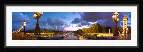 Framed 360 degree view of the Pont Alexandre III bridge at dusk, Seine River, Paris, Ile-de-France, France Print