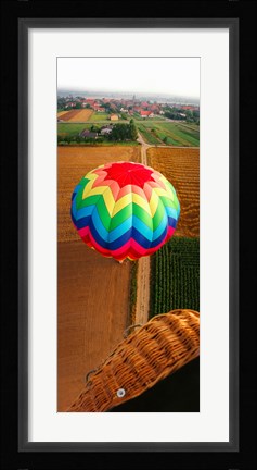 Framed High angle view of a hot air balloon on field, Metz, Moselle, Lorraine, France Print