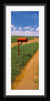 Framed Red mailbox at the roadside, San Rafael Valley, Arizona, USA Print