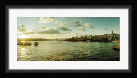 Framed Bosphorus Strait at sunset, Istanbul, Turkey Print